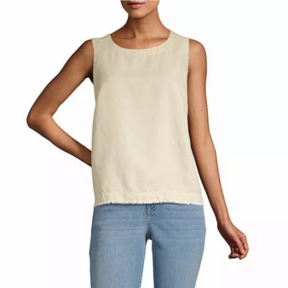 Liz Claiborne Scoop Neck Raw Hem Tank linen cotton